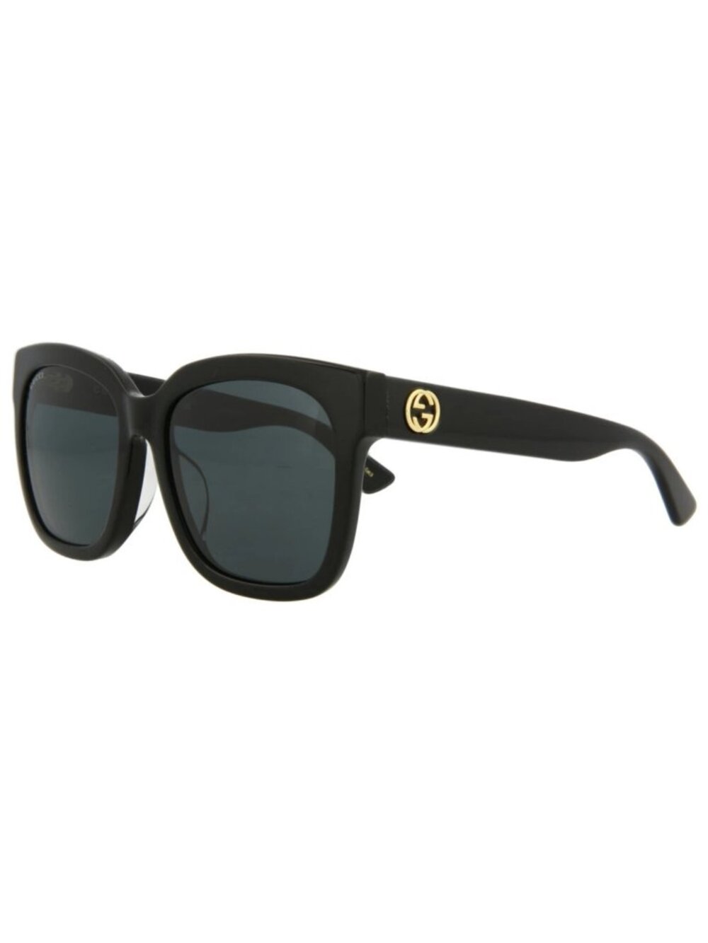 New Gucci Women's Sunglasses Square Rectangle Acetate Frame Black Black Grey
